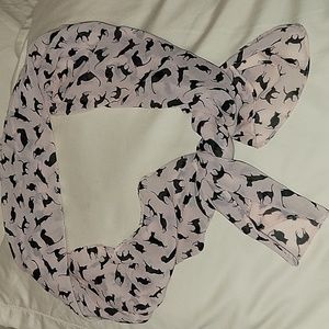 Vintage Pink and Black Cat, Kitty, Feline Silky Scarf